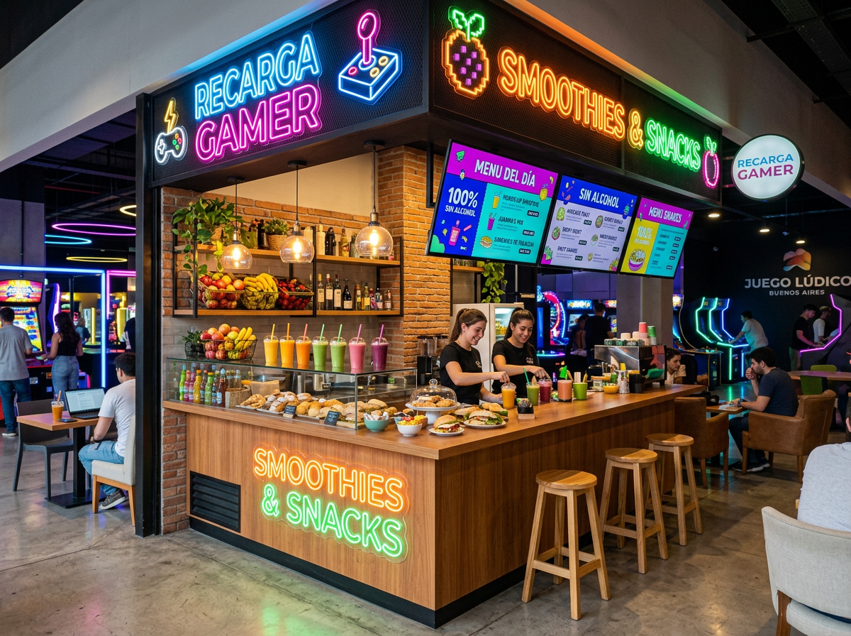 Bar de snacks y bebidas en JuegaLoft